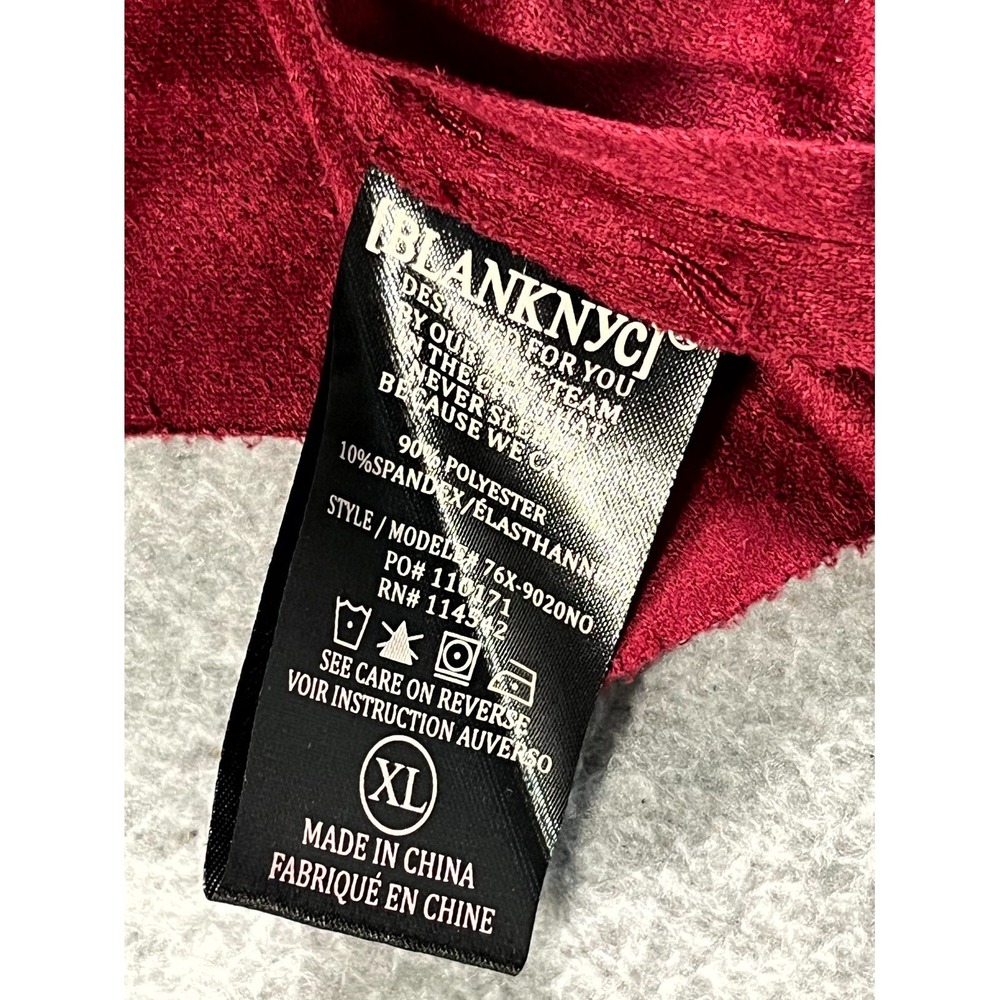 BLANKNYC Moto Jacket Womens XL Red Stretch Cowl Neck Asymmetric Zip Casual - Picture 4 of 8